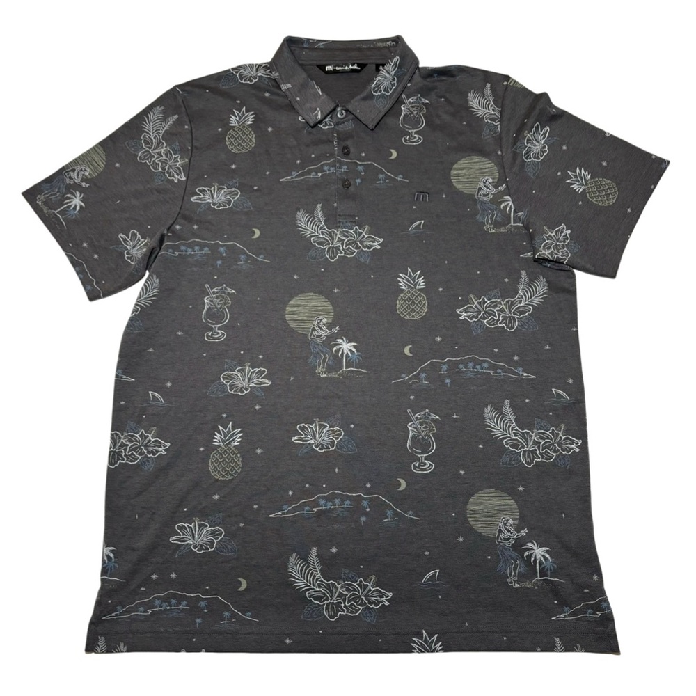 Men’s Travis Matthew gray man polo tropical XL floral print New